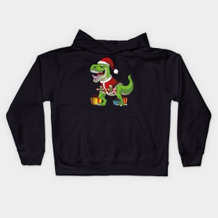 T-Rex Santa Funny Christmas Kids Hoodie